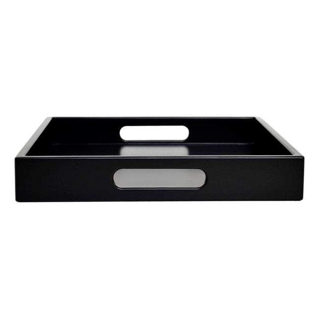 Black large ottoman tray with handles
