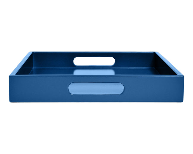 Blue large ottoman coffee table tray with handles