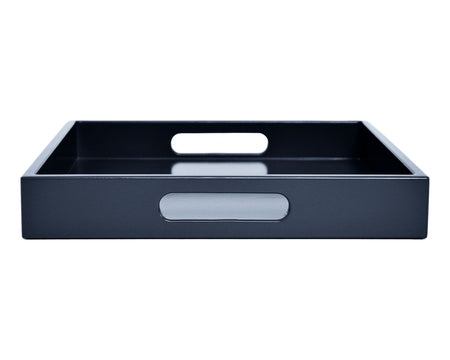 Dark blue large ottoman tray with handles