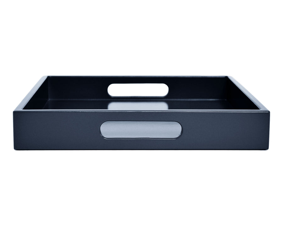 Dark blue large ottoman tray with handles