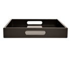 Dark brown large ottoman coffee table tray with handles