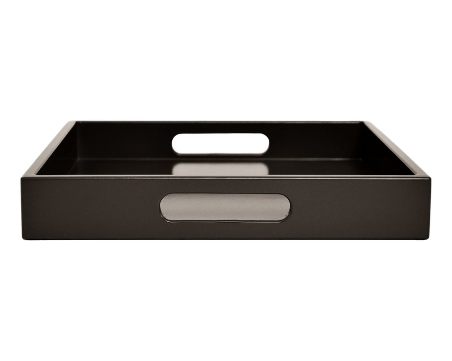 Dark brown large ottoman coffee table tray with handles