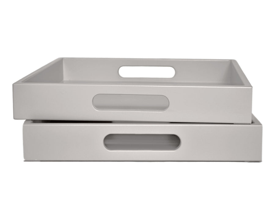 Gray Lacquer Tray with Handles