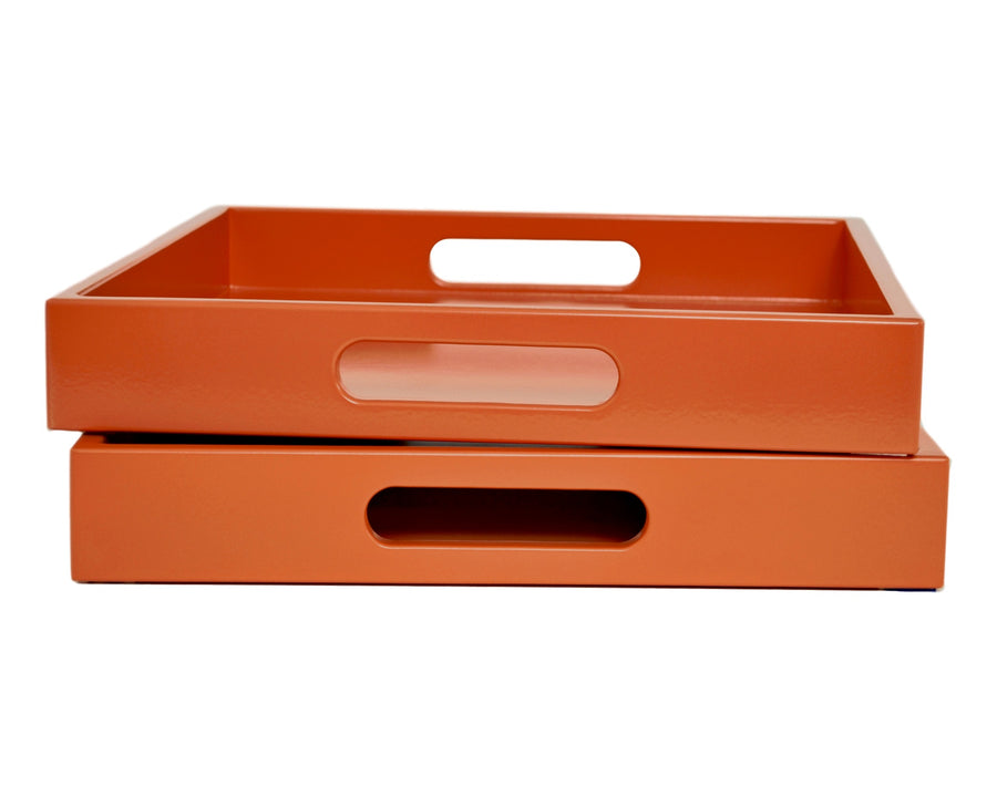Orange Lacquer Tray with Handles