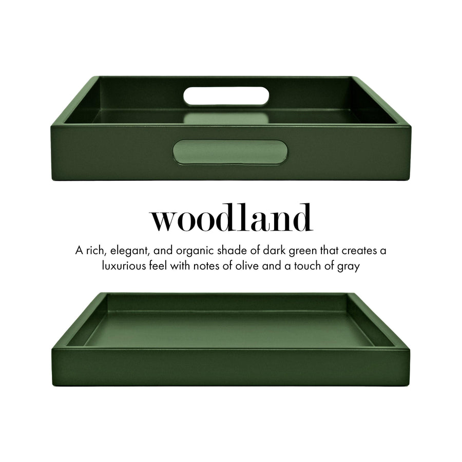 Olive Green Wood Tray with Handles | Coffee Table & Ottoman Decor – Woodland