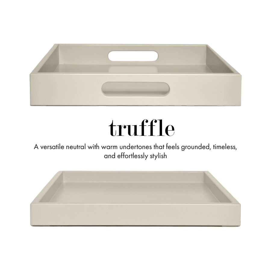 Light Taupe Shallow Wood Tray | Decorative Coffee Table & Ottoman Decor – Truffle