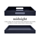 Navy Blue Wood Tray with Handles | Decorative Coffee Table & Ottoman Tray – Midnight