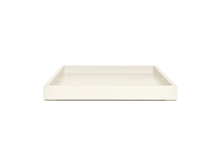 Off White Shallow Wood Tray | Decorative Coffee Table & Ottoman Decor – Bone