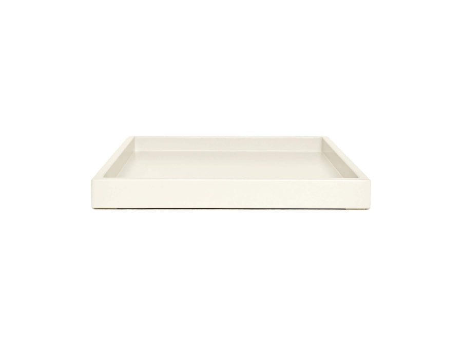 Off White Shallow Wood Tray | Decorative Coffee Table & Ottoman Decor – Bone