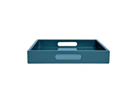 Teal Blue Wood Tray with Handles | Coffee Table & Ottoman Decor – Lagoon
