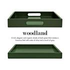 Olive Green Shallow Wood Tray | Decorative Coffee Table & Ottoman Decor – Woodland