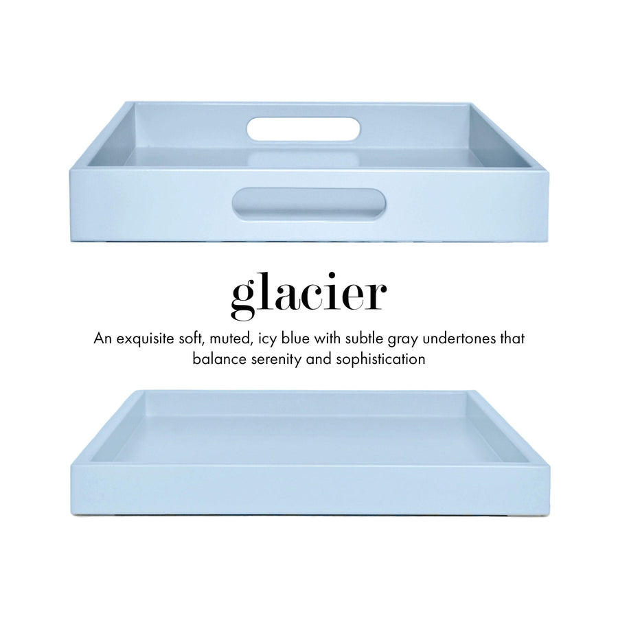 Light Blue Wood Tray with Handles | Coffee Table & Ottoman Decor – Glacier