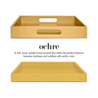 Soft Mustard Shallow Wood Tray | Decorative Coffee Table & Ottoman Decor – Ochre