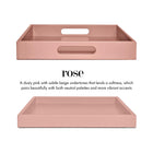 Dusty Pink Shallow Wood Tray | Decorative Coffee Table & Ottoman Decor – Rose