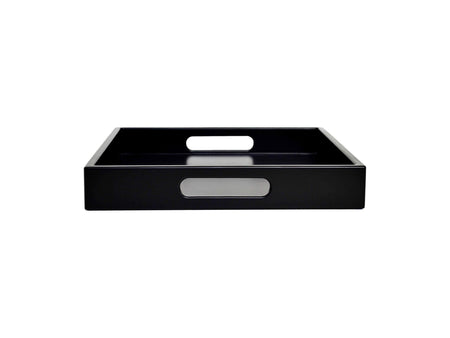 Black Wood Tray with Handles | Coffee Table & Ottoman Decor – Black