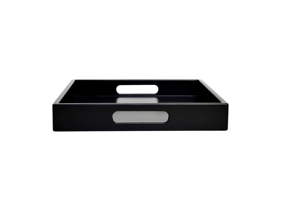 Black Wood Tray with Handles – Black