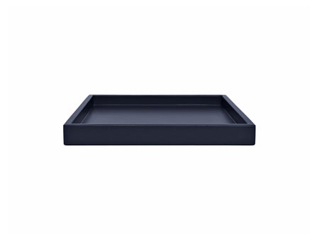 Navy Blue Shallow Wood Tray | Decorative Coffee Table & Ottoman Decor – Midnight