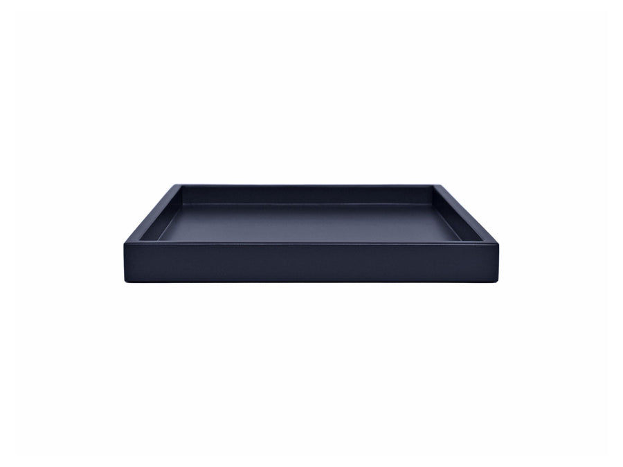 Navy Blue Shallow Wood Tray | Decorative Coffee Table & Ottoman Decor – Midnight
