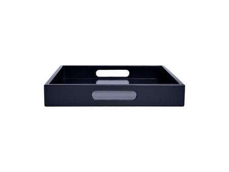 Navy Blue Wood Tray with Handles | Decorative Coffee Table & Ottoman Tray – Midnight