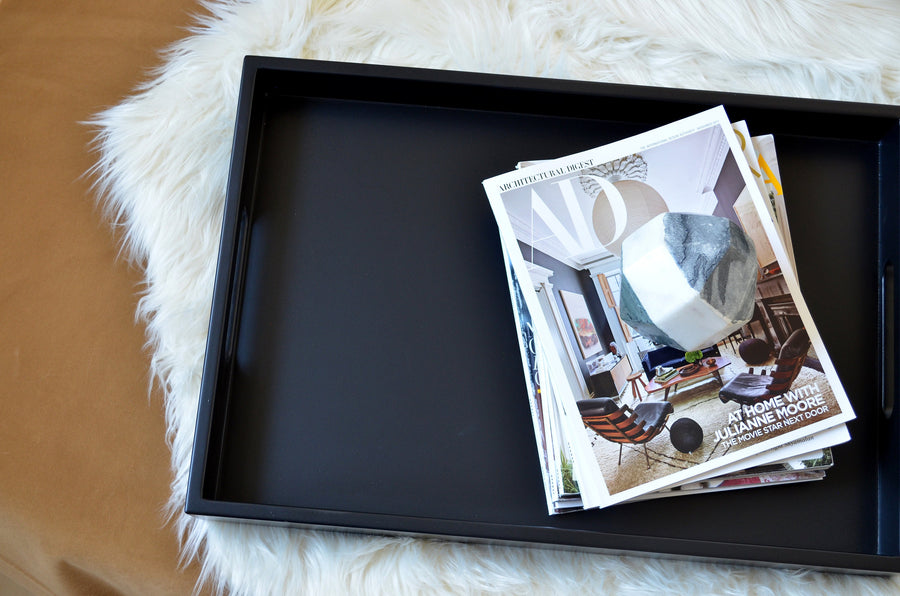 Off White Wood Tray with Handles | Coffee Table & Ottoman Decor – Bone