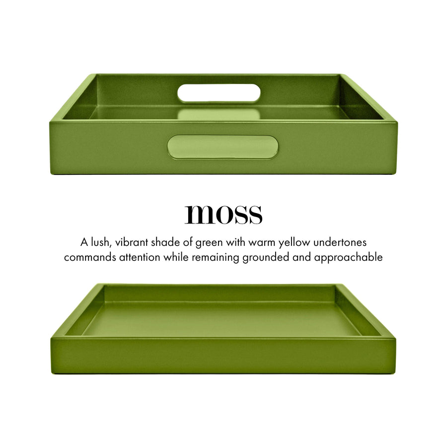 Vibrant Green Wood Tray with Handles | Coffee Table & Ottoman Decor – Moss