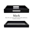 Black Shallow Wood Tray | Decorative Coffee Table & Ottoman Decor – Black
