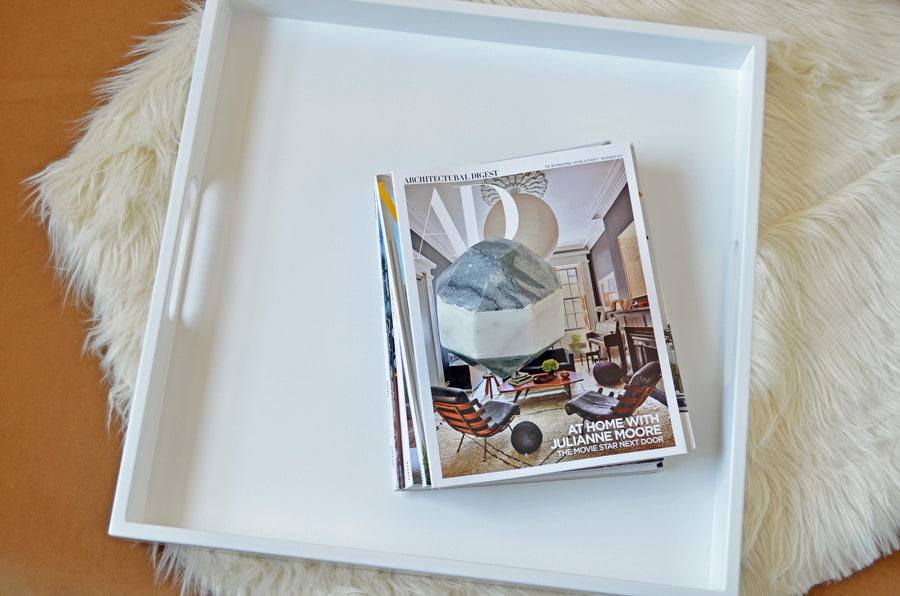 Olive Green Wood Tray with Handles | Coffee Table & Ottoman Decor – Woodland