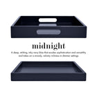 Navy Blue Shallow Wood Tray | Decorative Coffee Table & Ottoman Decor – Midnight