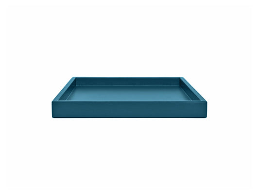 Teal Blue Shallow Wood Tray – Lagoon
