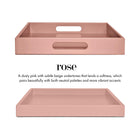 Dusty Pink Wood Tray with Handles | Coffee Table & Ottoman Decor – Rose