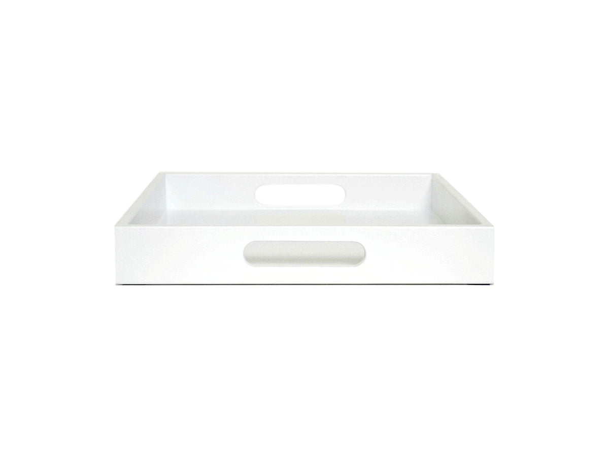 White Wood Tray with Handles – White