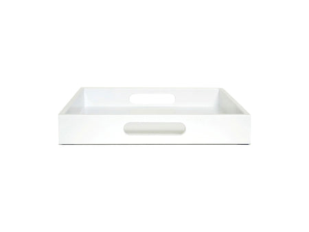 White Wood Tray with Handles | Coffee Table & Ottoman Decor – White