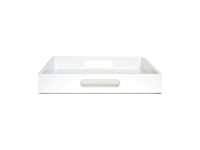 White Wood Tray with Handles | Coffee Table & Ottoman Decor – White