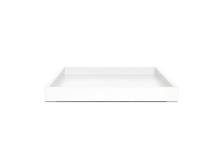 White Shallow Wood Tray | Decorative Coffee Table & Ottoman Decor – White