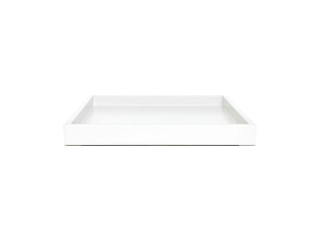 White Shallow Wood Tray | Decorative Coffee Table & Ottoman Decor – White