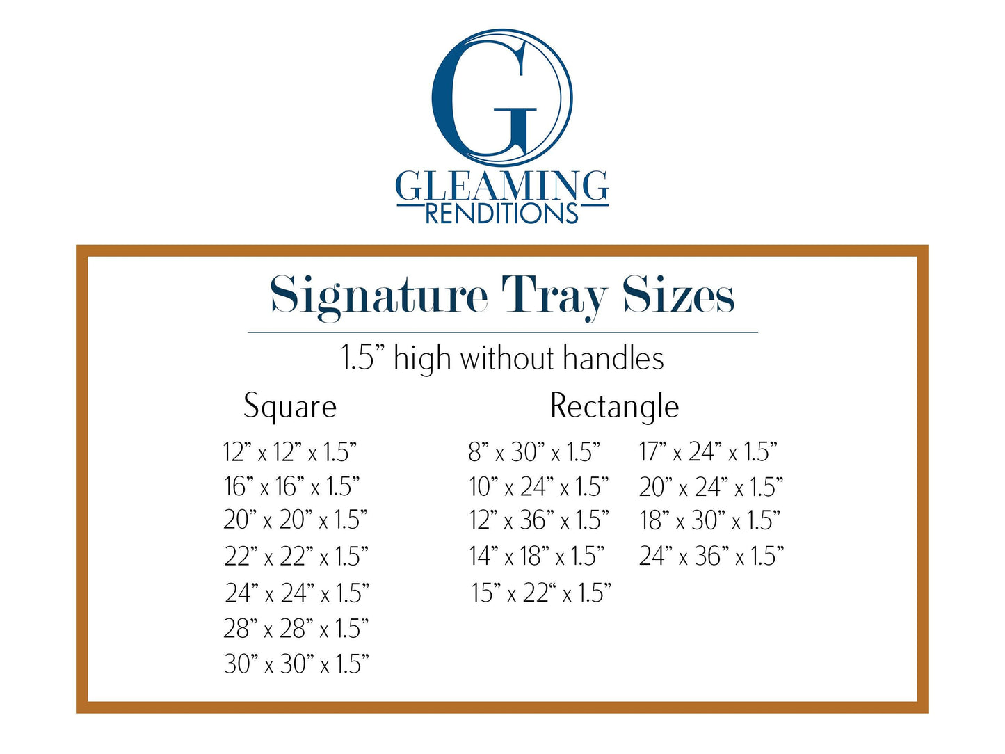 16 x 16 Shallow Square Tray