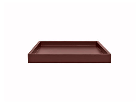 Burgundy Shallow Wood Tray | Decorative Coffee Table & Ottoman Decor – Oxblood