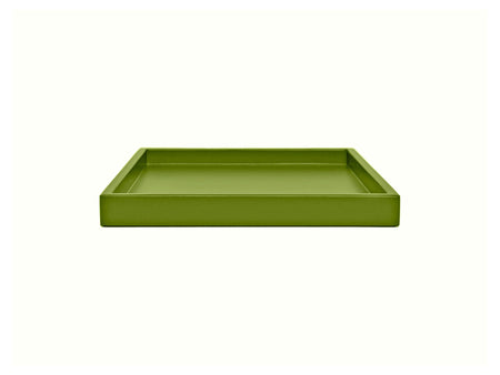 Vibrant Green Shallow Wood Tray | Decorative Coffee Table & Ottoman Decor – Moss