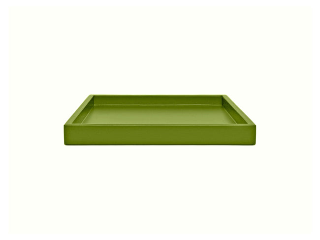 Vibrant Green Shallow Wood Tray | Decorative Coffee Table & Ottoman Decor – Moss