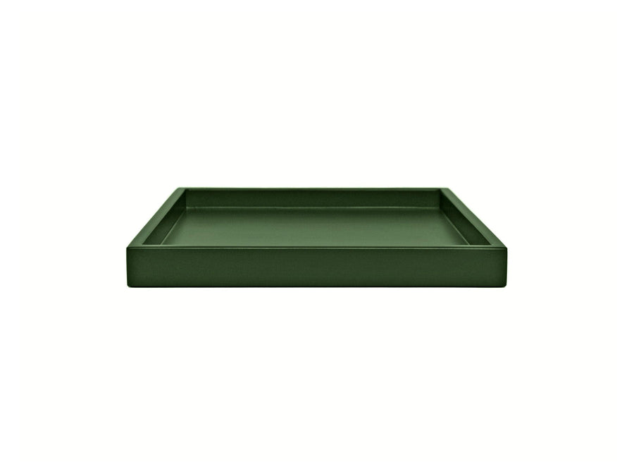 Olive Green Shallow Wood Tray | Decorative Coffee Table & Ottoman Decor – Woodland