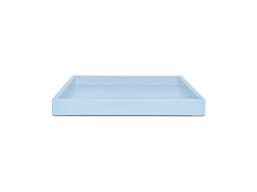 Light Blue Shallow Wood Tray | Decorative Coffee Table & Ottoman Decor – Glacier