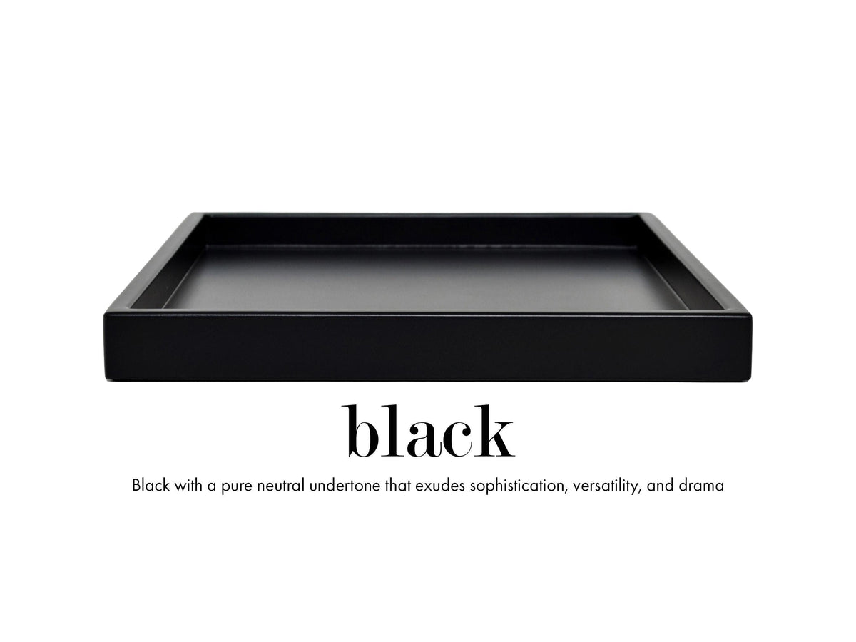 Black Shallow Wood Tray – Black