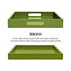 Vibrant Green Shallow Wood Tray | Decorative Coffee Table & Ottoman Decor – Moss