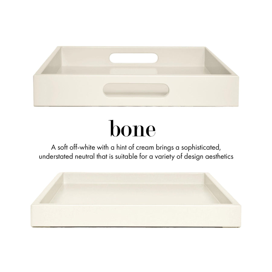 Off White Wood Tray with Handles | Coffee Table & Ottoman Decor – Bone