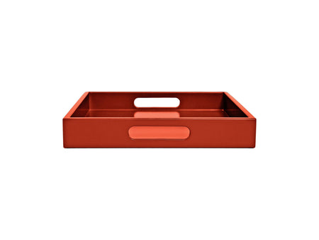 Burnt Orange Wood Tray with Handles | Coffee Table & Ottoman Decor – Rust