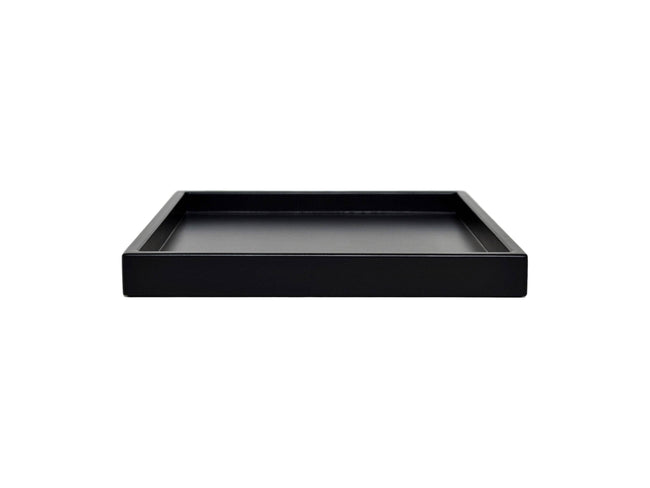Black Shallow Wood Tray | Decorative Coffee Table & Ottoman Decor – Black