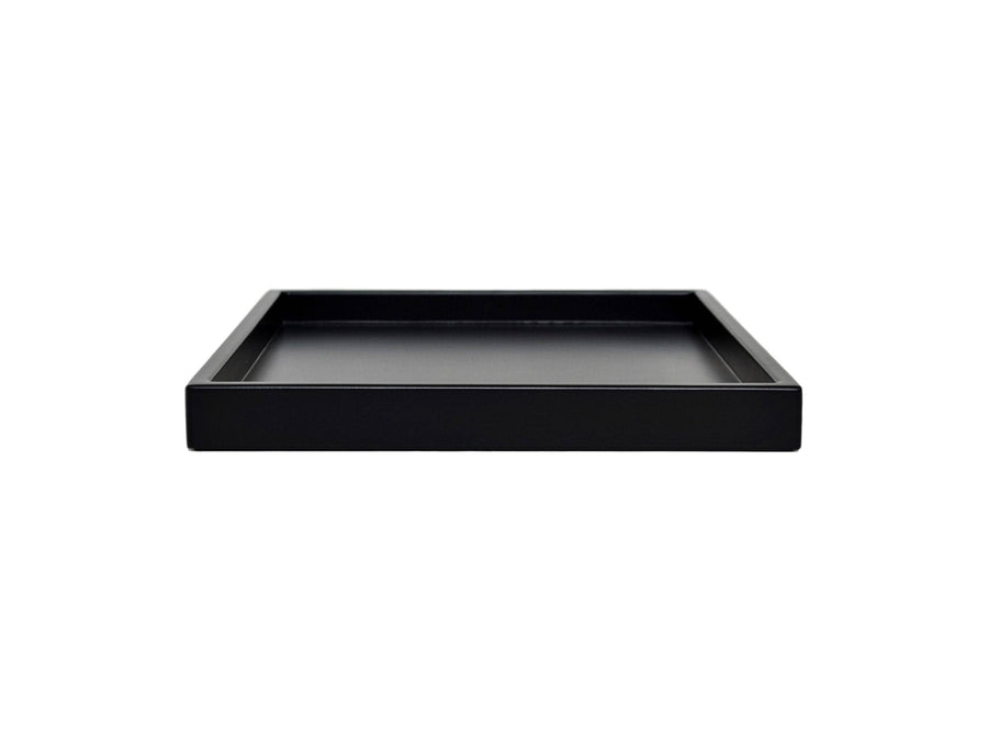Black Shallow Wood Tray | Decorative Coffee Table & Ottoman Decor – Black