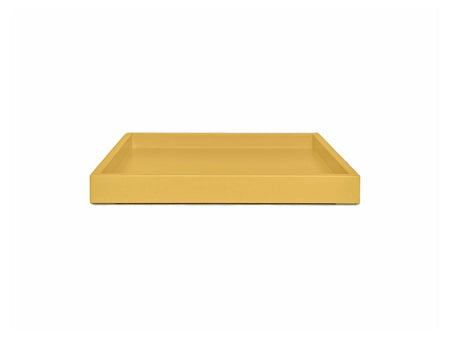 Soft Mustard Shallow Wood Tray | Decorative Coffee Table & Ottoman Decor – Ochre