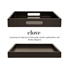 Dark Brown Wood Tray with Handles | Decorative Coffee Table & Ottoman Tray – Clove