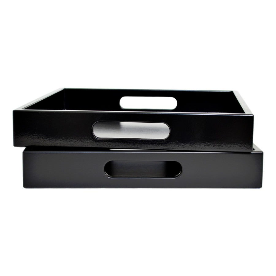 black serving tray with handles